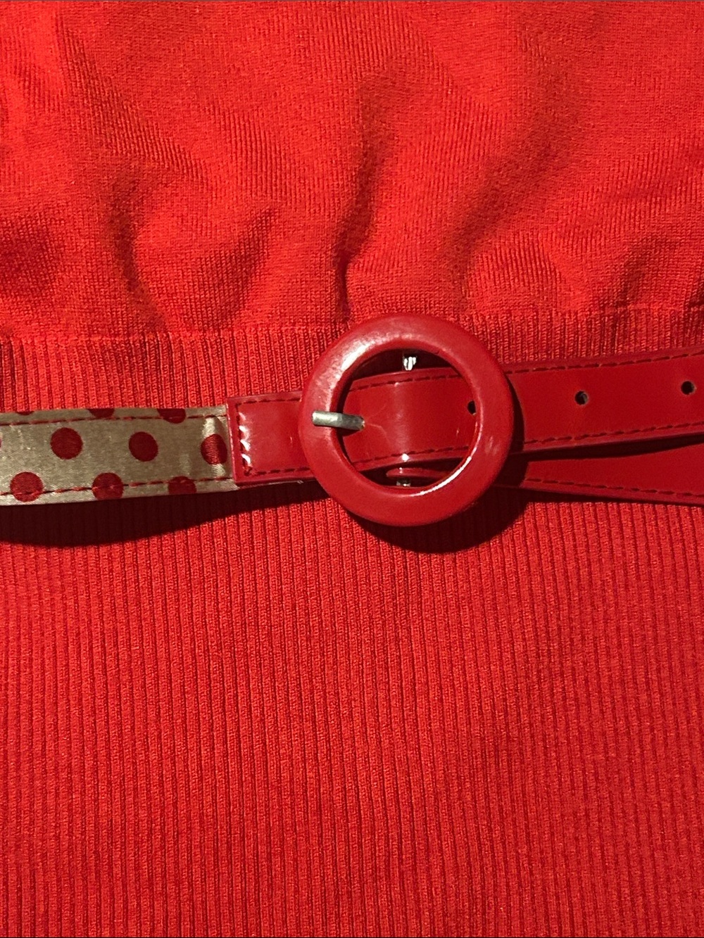 bebe Red Layered Polka Dot Tank with Belt - Picture 5 of 5